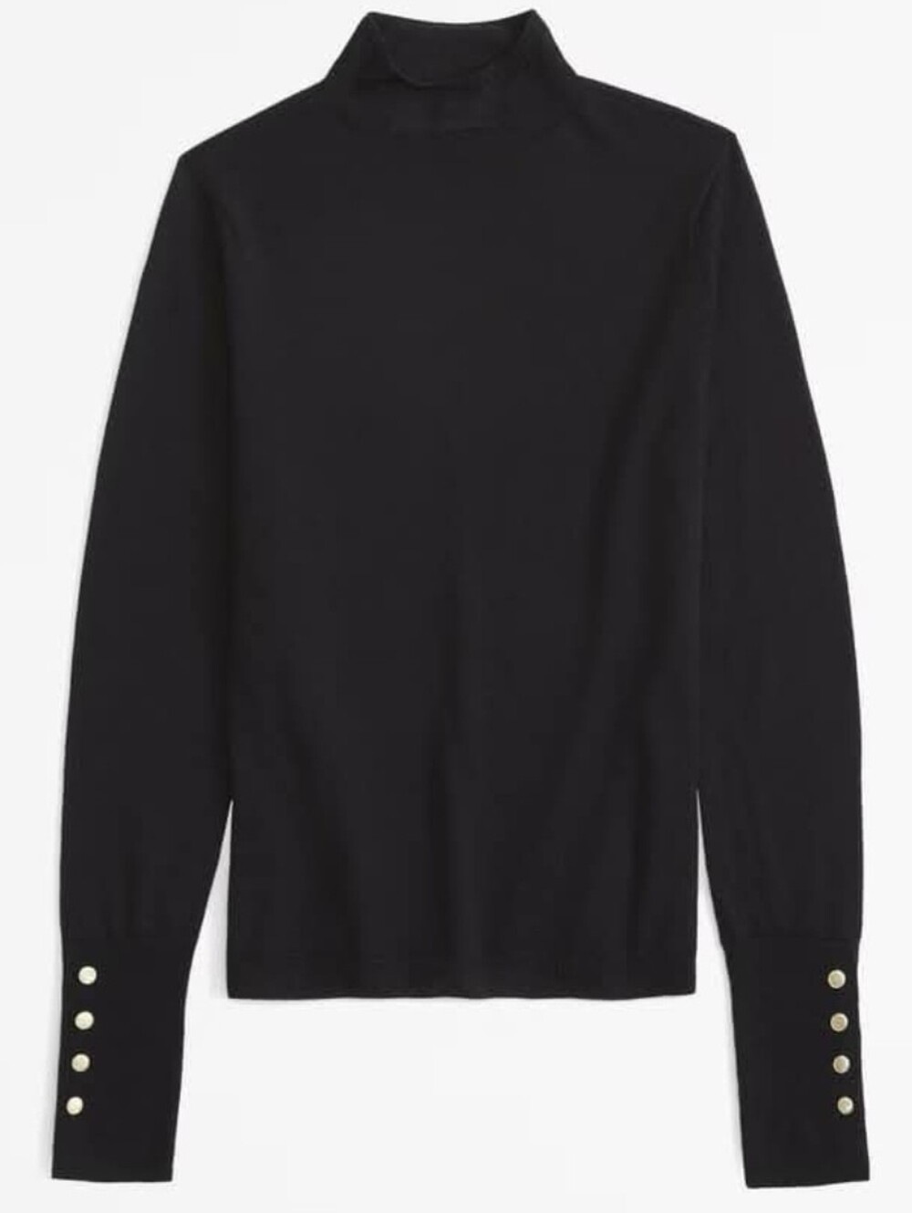 Abercrombie & Fitch Black 100% Merino Wool Sweater with Button Cuffs.